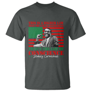Stokely Carmichael T Shirt That's The Law Of Conscience American Flag TS11 Dark Heather Print Your Wear