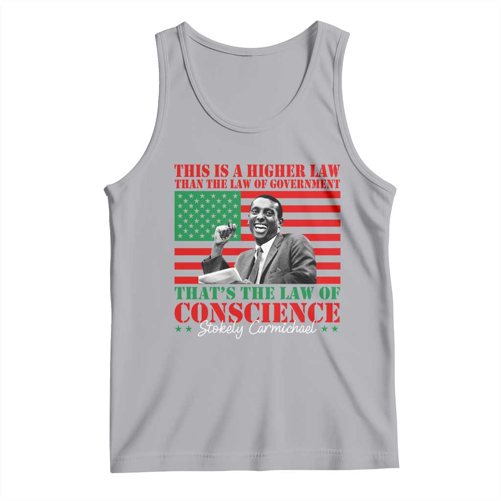 Stokely Carmichael Tank Top That's The Law Of Conscience American Flag TS11 Athletic Heather Print Your Wear