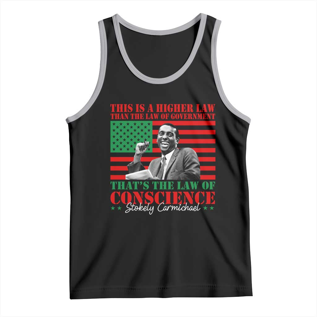 Stokely Carmichael Tank Top That's The Law Of Conscience American Flag TS11 Black Athletic Heather Print Your Wear