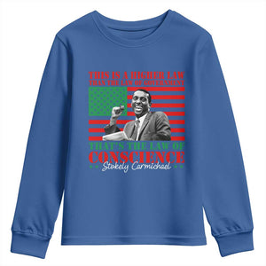 Stokely Carmichael Youth Sweatshirt That's The Law Of Conscience American Flag TS11 Royal Blue Print Your Wear