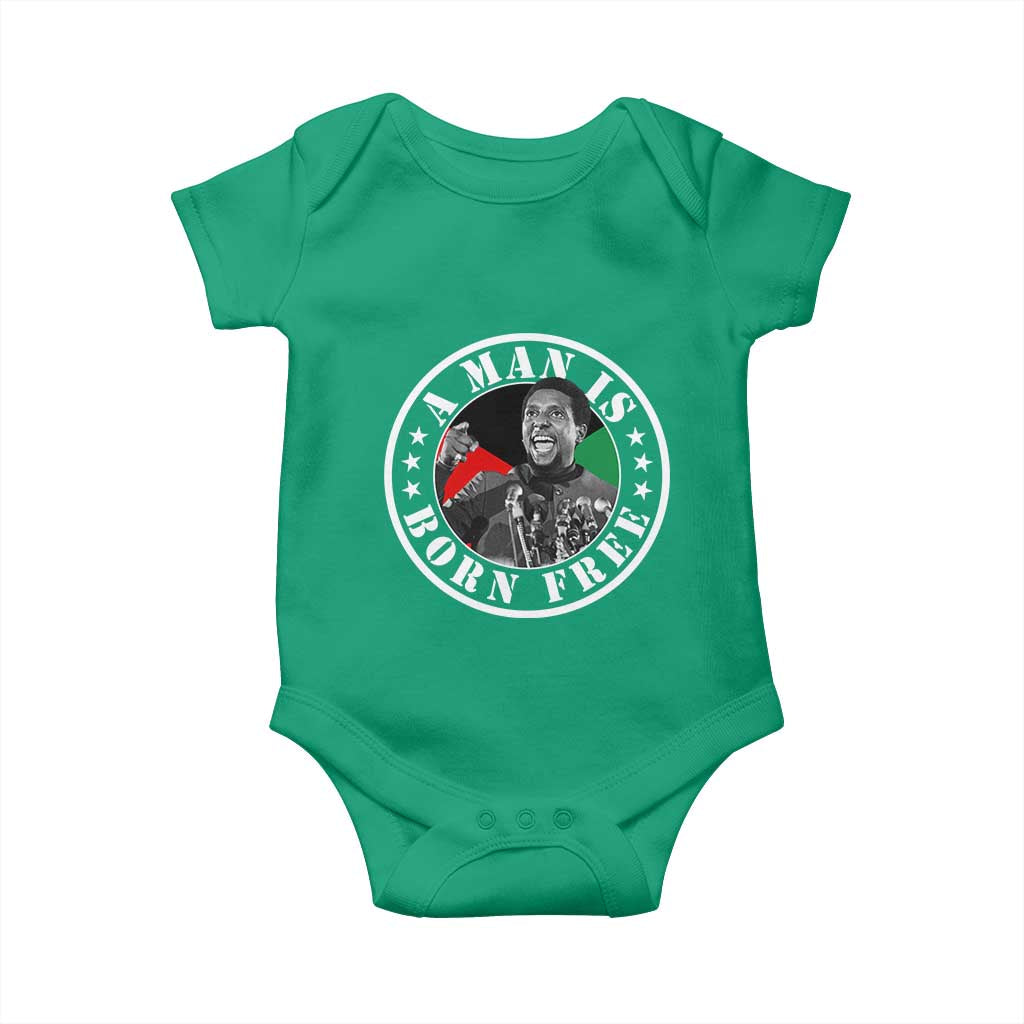 Stokely Carmichael Baby Onesie A Man Is Born Free Kwame Ture Civil Rights Leader TS11 Irish Green Print Your Wear