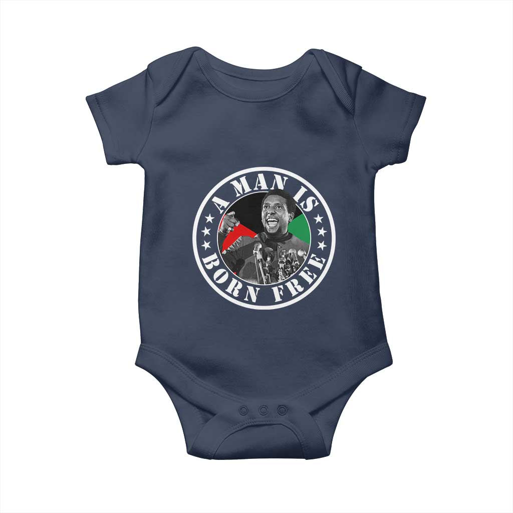 Stokely Carmichael Baby Onesie A Man Is Born Free Kwame Ture Civil Rights Leader TS11 Navy Print Your Wear