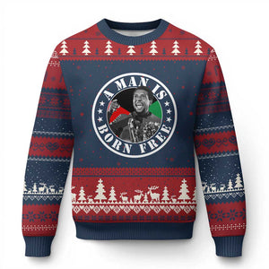 Stokely Carmichael Ugly Christmas Sweater A Man Is Born Free Kwame Ture Civil Rights Leader TS11 Navy Red Print Your Wear
