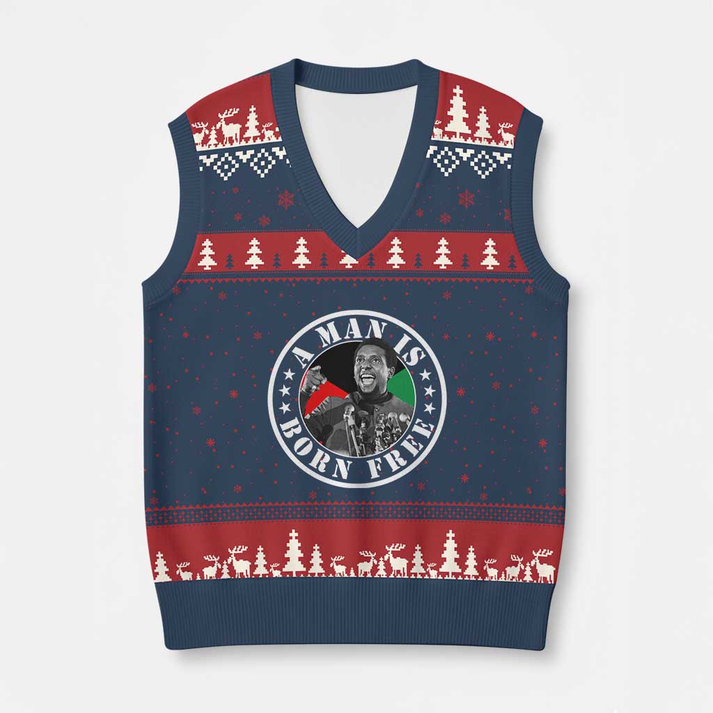 Stokely Carmichael V-Neck Knit Sweater Vest A Man Is Born Free Kwame Ture Civil Rights Leader TS11 Navy Red Print Your Wear