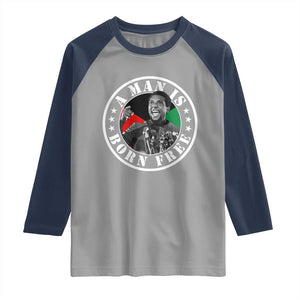 Stokely Carmichael Raglan Shirt A Man Is Born Free Kwame Ture Civil Rights Leader TS11 Sport Gray Navy Print Your Wear