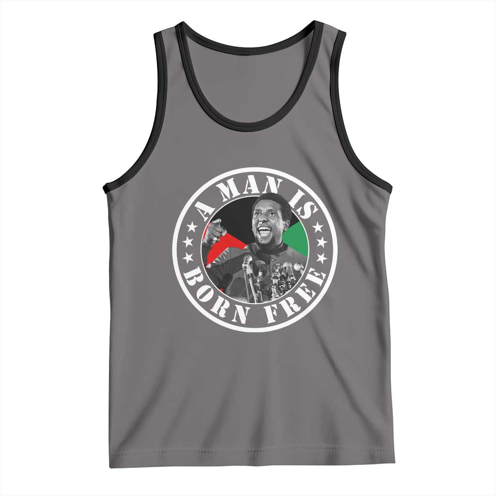 Stokely Carmichael Tank Top A Man Is Born Free Kwame Ture Civil Rights Leader TS11 Deep Heather Black Print Your Wear