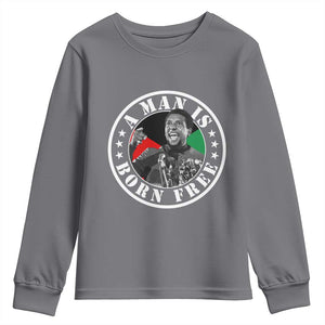 Stokely Carmichael Youth Sweatshirt A Man Is Born Free Kwame Ture Civil Rights Leader TS11 Charcoal Print Your Wear