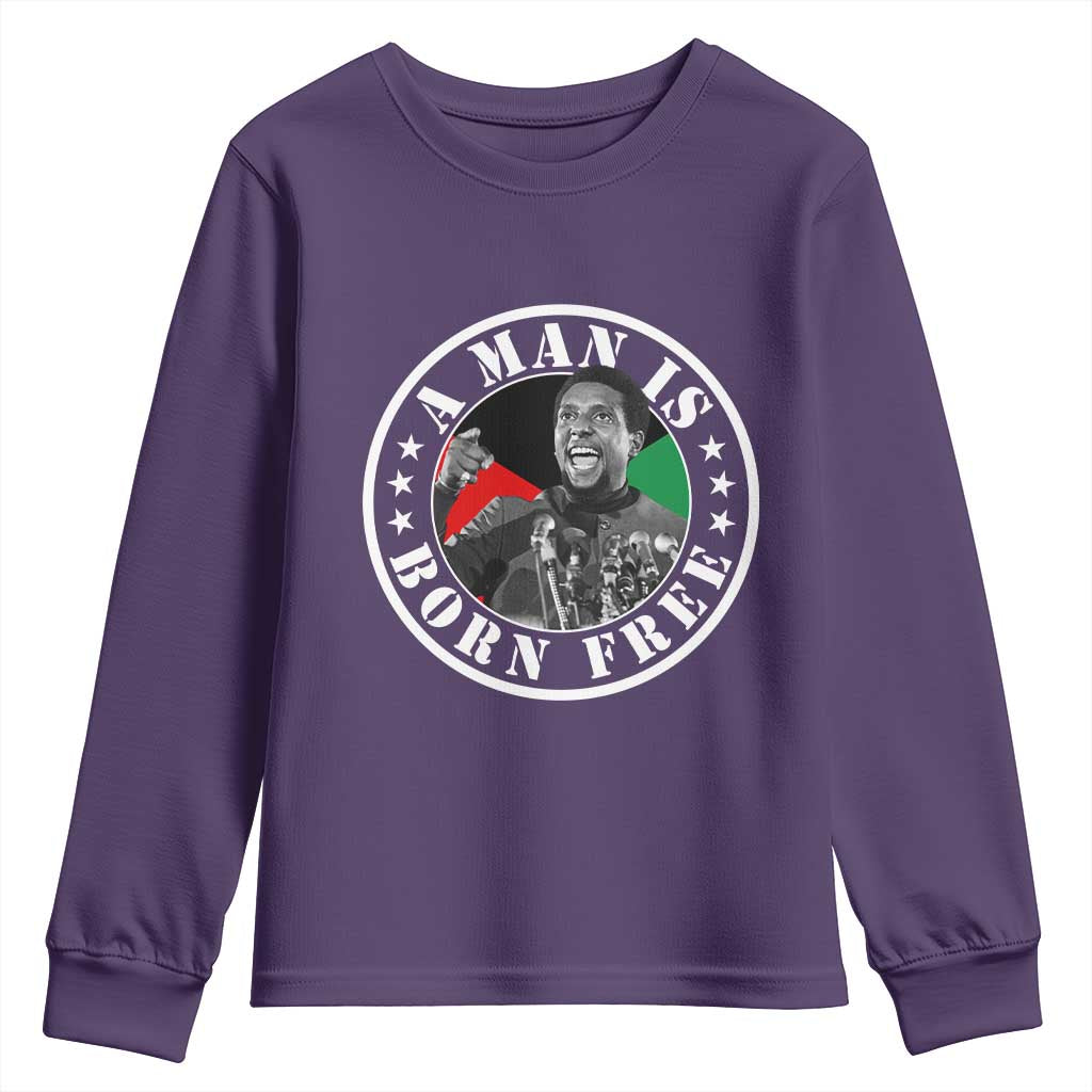 Stokely Carmichael Youth Sweatshirt A Man Is Born Free Kwame Ture Civil Rights Leader TS11 Purple Print Your Wear
