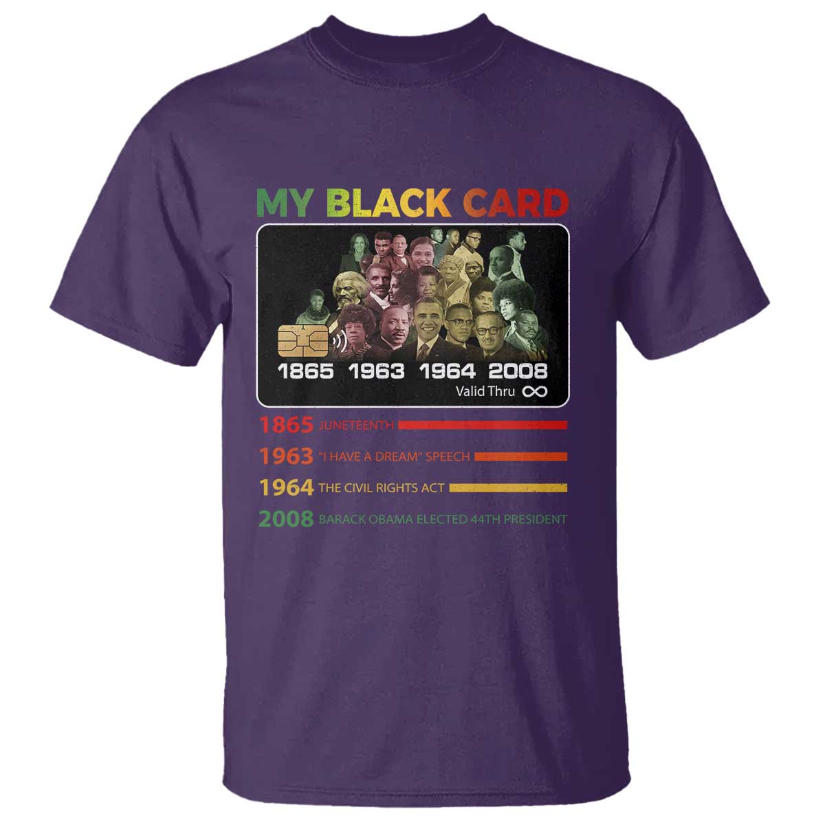 Black History T Shirt My Black Card Greatest African American Leaders TS11 Purple Print Your Wear