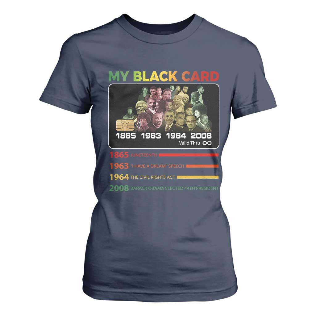 Black History T Shirt For Women My Black Card Greatest African American Leaders TS11 Navy Print Your Wear