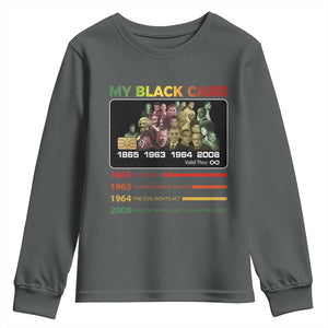 Black History Youth Sweatshirt My Black Card Greatest African American Leaders TS11 Dark Heather Print Your Wear