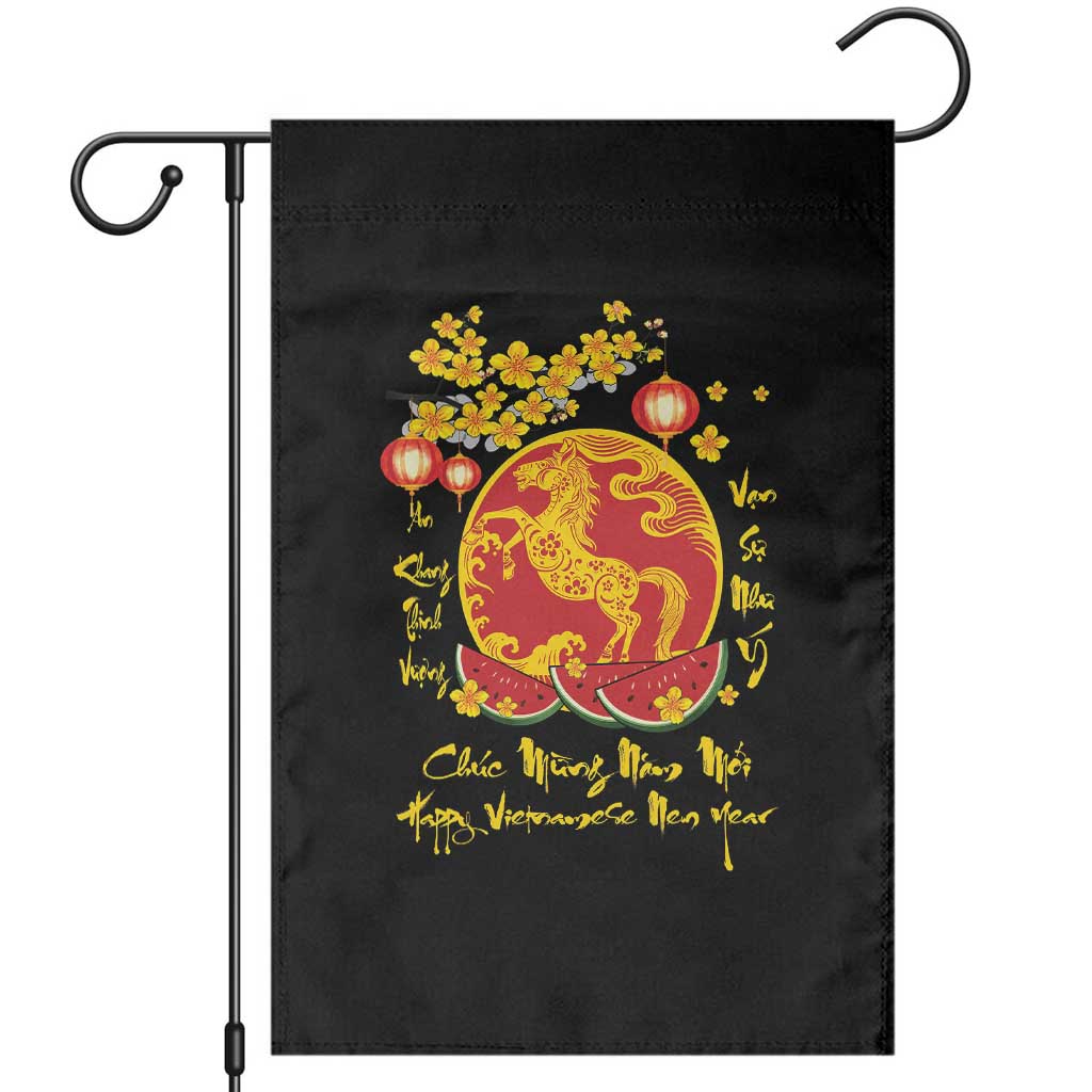 Vietnamese Lunar New Year 2026 Garden Flag Chuc Mung Nam Moi Tet Holiday Horse Zodiac TS11 Black Print Your Wear