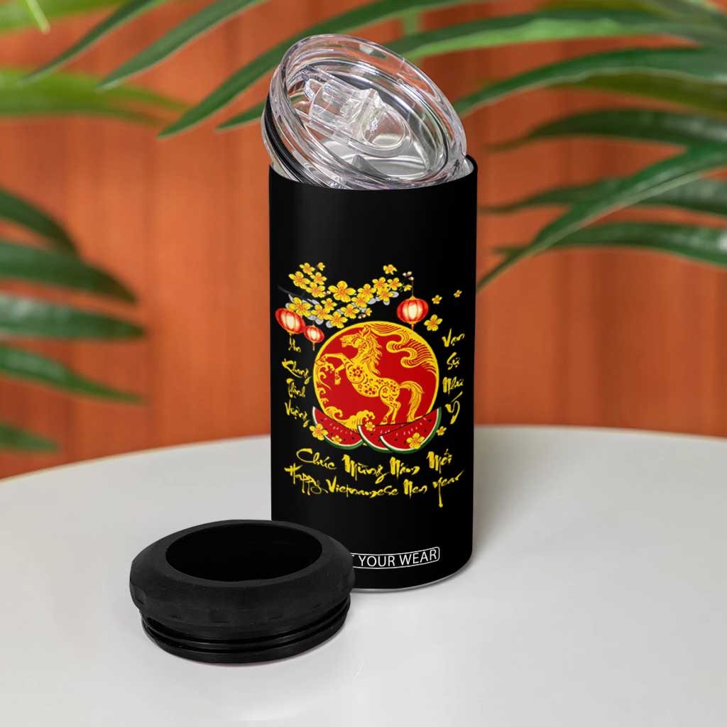 Vietnamese Lunar New Year 2026 4 in 1 Can Cooler Tumbler Chuc Mung Nam Moi Tet Holiday Horse Zodiac TS11 Print Your Wear