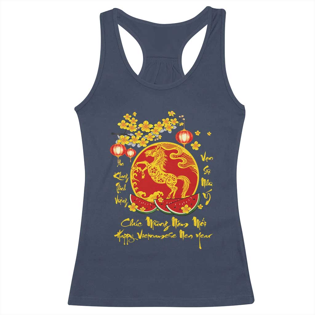 Vietnamese Lunar New Year 2026 Racerback Tank Top Chuc Mung Nam Moi Tet Holiday Horse Zodiac TS11 Navy Print Your Wear
