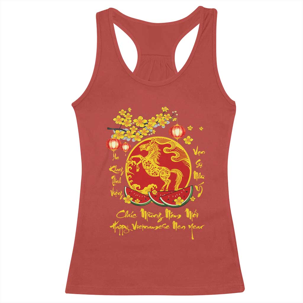 Vietnamese Lunar New Year 2026 Racerback Tank Top Chuc Mung Nam Moi Tet Holiday Horse Zodiac TS11 Red Print Your Wear