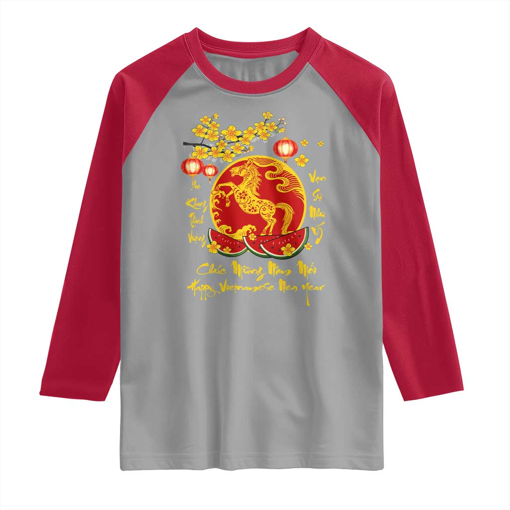Vietnamese Lunar New Year 2026 Raglan Shirt Chuc Mung Nam Moi Tet Holiday Horse Zodiac TS11 Sport Gray Red Print Your Wear