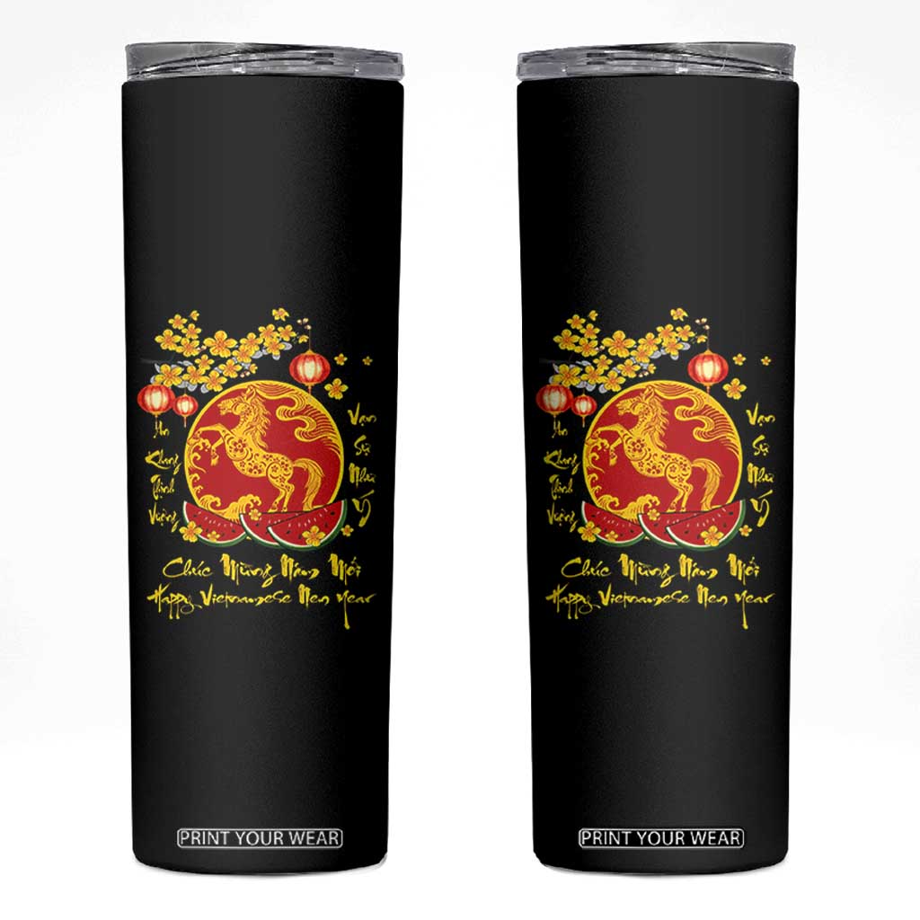 Vietnamese Lunar New Year 2026 Skinny Tumbler Chuc Mung Nam Moi Tet Holiday Horse Zodiac TS11 Black Print Your Wear