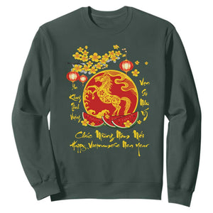 Vietnamese Lunar New Year 2026 Sweatshirt Chuc Mung Nam Moi Tet Holiday Horse Zodiac TS11 Dark Forest Green Print Your Wear