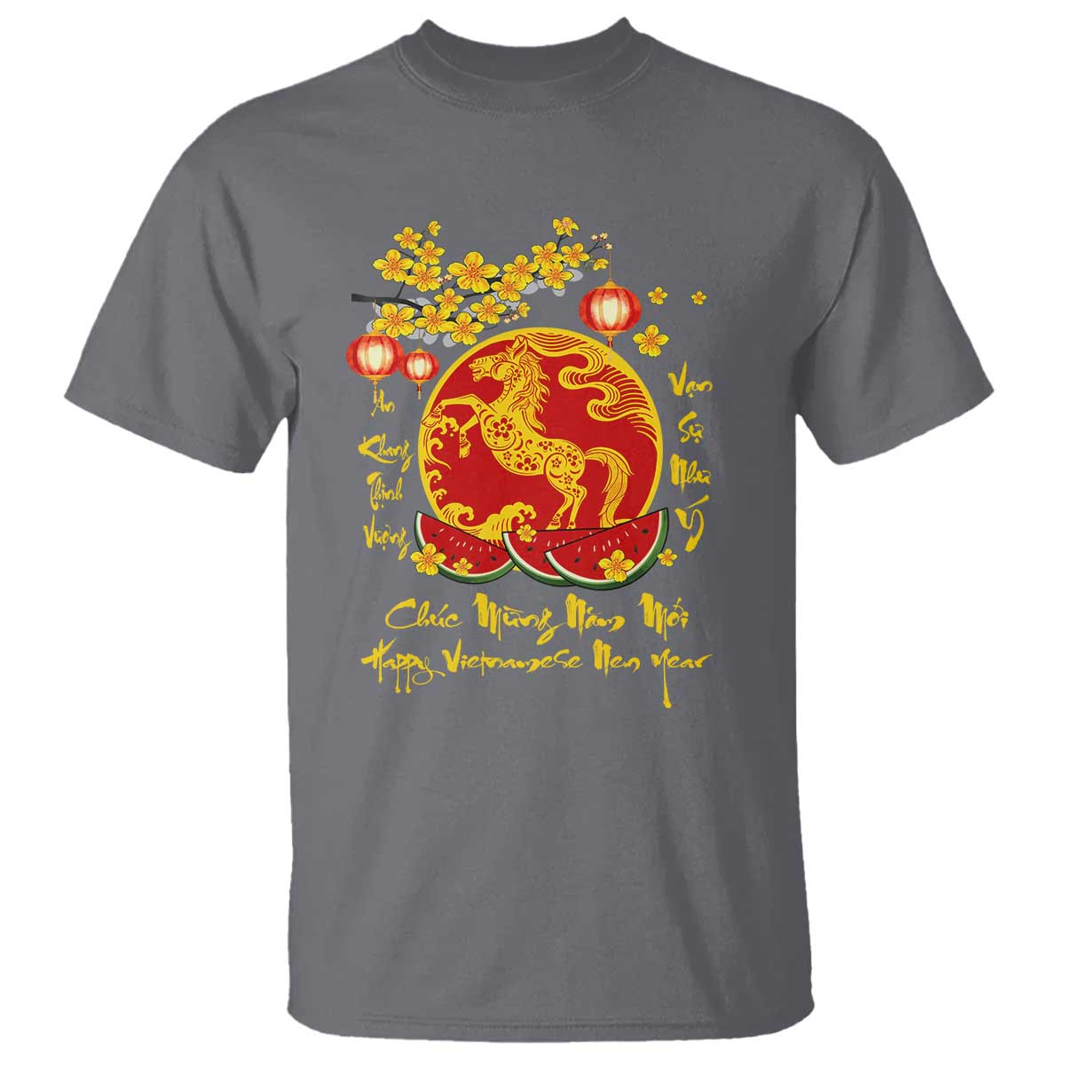 Vietnamese Lunar New Year 2026 T Shirt Chuc Mung Nam Moi Tet Holiday Horse Zodiac TS11 Charcoal Print Your Wear