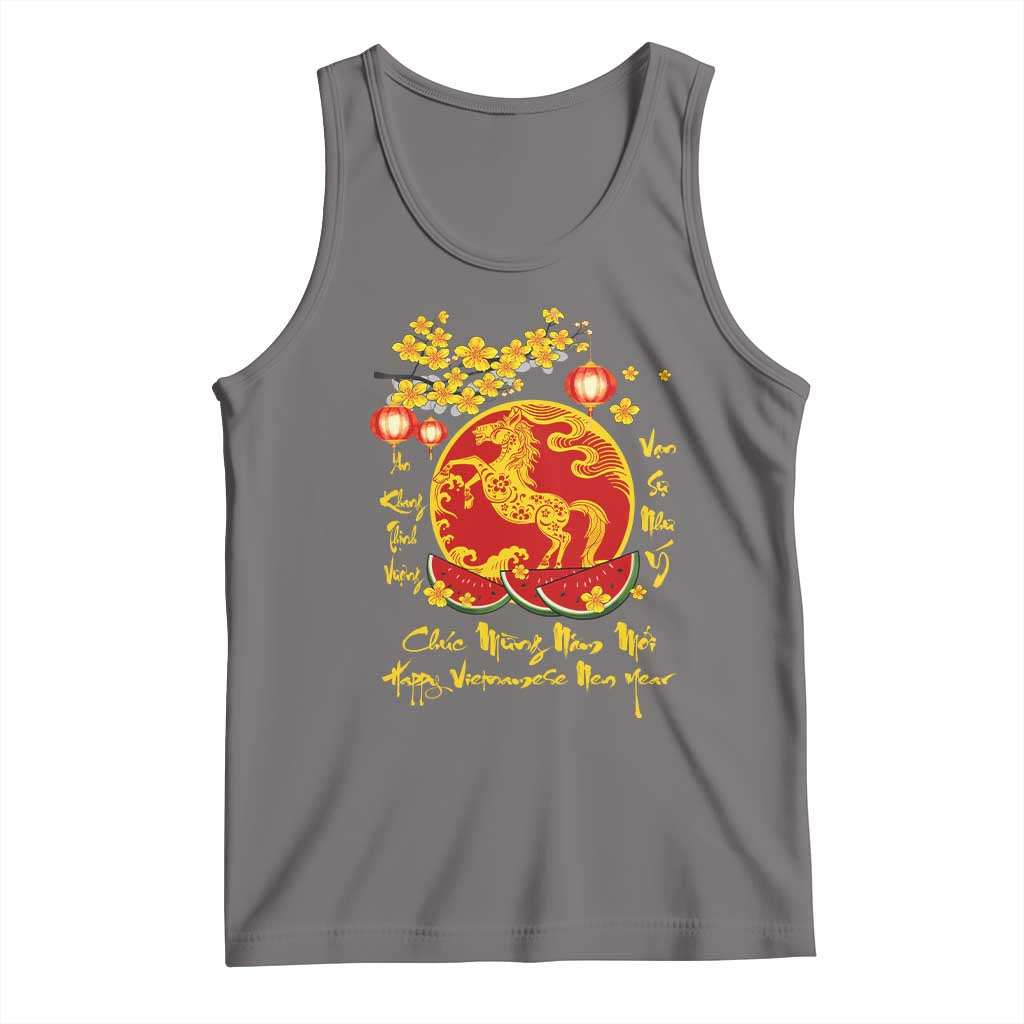 Vietnamese Lunar New Year 2026 Tank Top Chuc Mung Nam Moi Tet Holiday Horse Zodiac TS11 Deep Heather Print Your Wear