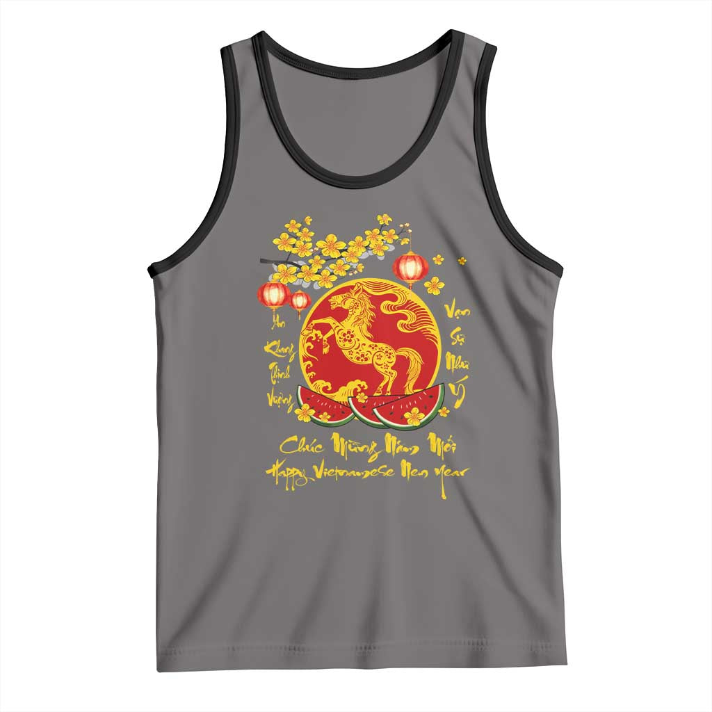 Vietnamese Lunar New Year 2026 Tank Top Chuc Mung Nam Moi Tet Holiday Horse Zodiac TS11 Deep Heather Black Print Your Wear