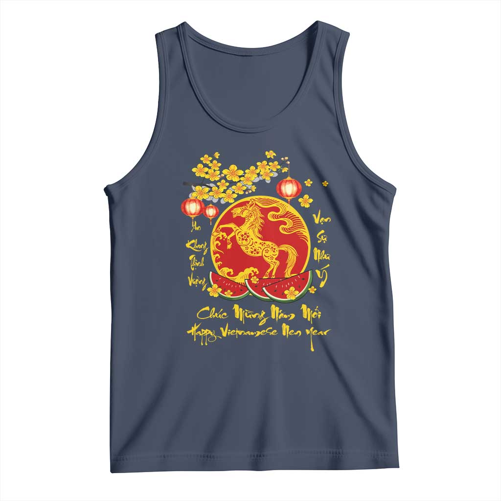 Vietnamese Lunar New Year 2026 Tank Top Chuc Mung Nam Moi Tet Holiday Horse Zodiac TS11 Navy Print Your Wear
