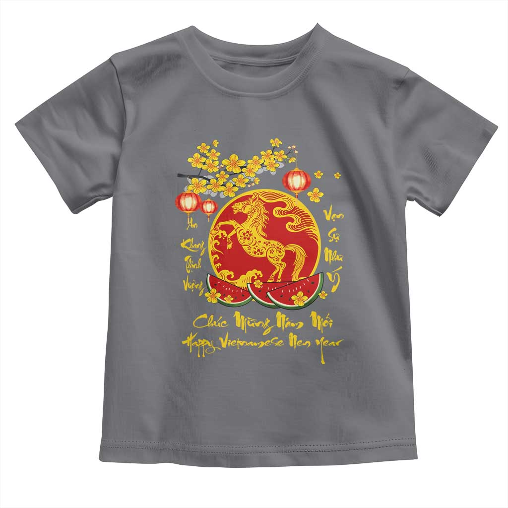 Vietnamese Lunar New Year 2026 Toddler T Shirt Chuc Mung Nam Moi Tet Holiday Horse Zodiac TS11 Charcoal Print Your Wear