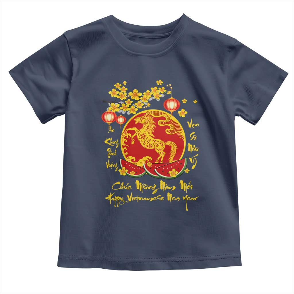 Vietnamese Lunar New Year 2026 Toddler T Shirt Chuc Mung Nam Moi Tet Holiday Horse Zodiac TS11 Navy Print Your Wear