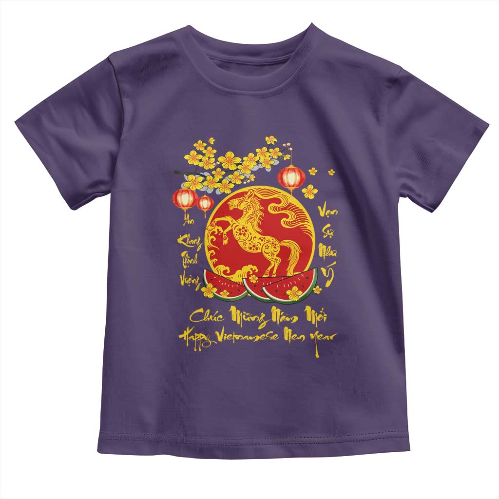 Vietnamese Lunar New Year 2026 Toddler T Shirt Chuc Mung Nam Moi Tet Holiday Horse Zodiac TS11 Purple Print Your Wear