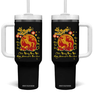 Vietnamese Lunar New Year 2026 Tumbler With Handle Chuc Mung Nam Moi Tet Holiday Horse Zodiac TS11 One Size: 40 oz Black Print Your Wear