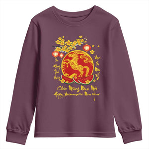 Vietnamese Lunar New Year 2026 Youth Sweatshirt Chuc Mung Nam Moi Tet Holiday Horse Zodiac TS11 Maroon Print Your Wear