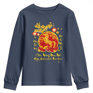 Vietnamese Lunar New Year 2026 Youth Sweatshirt Chuc Mung Nam Moi Tet Holiday Horse Zodiac TS11 Navy Print Your Wear