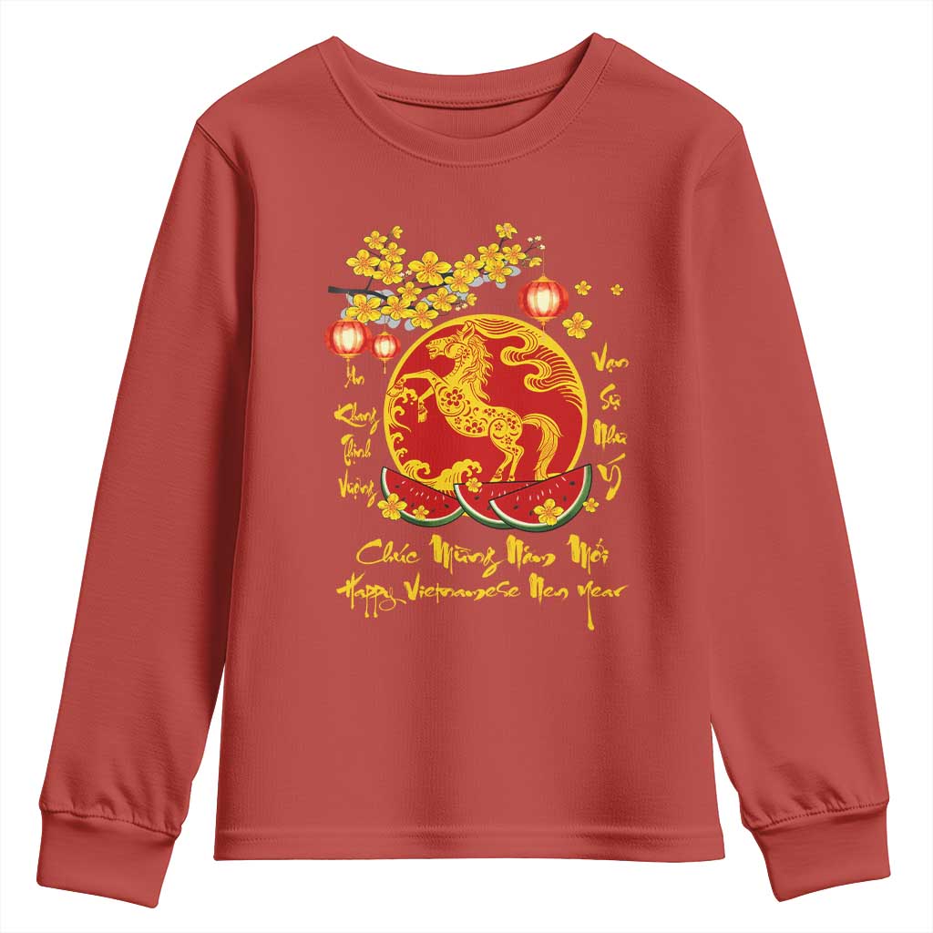 Vietnamese Lunar New Year 2026 Youth Sweatshirt Chuc Mung Nam Moi Tet Holiday Horse Zodiac TS11 Red Print Your Wear