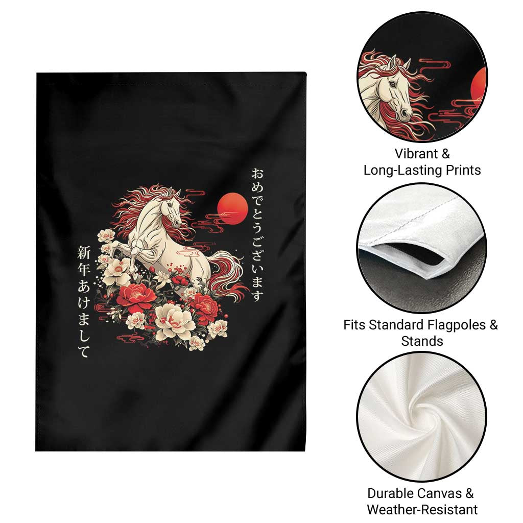 Japanese New Year 2026 Garden Flag Year Of The Horse Botan Flower TS11 Print Your Wear