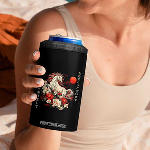 Japanese New Year 2026 4 in 1 Can Cooler Tumbler Year Of The Horse Botan Flower TS11 Print Your Wear
