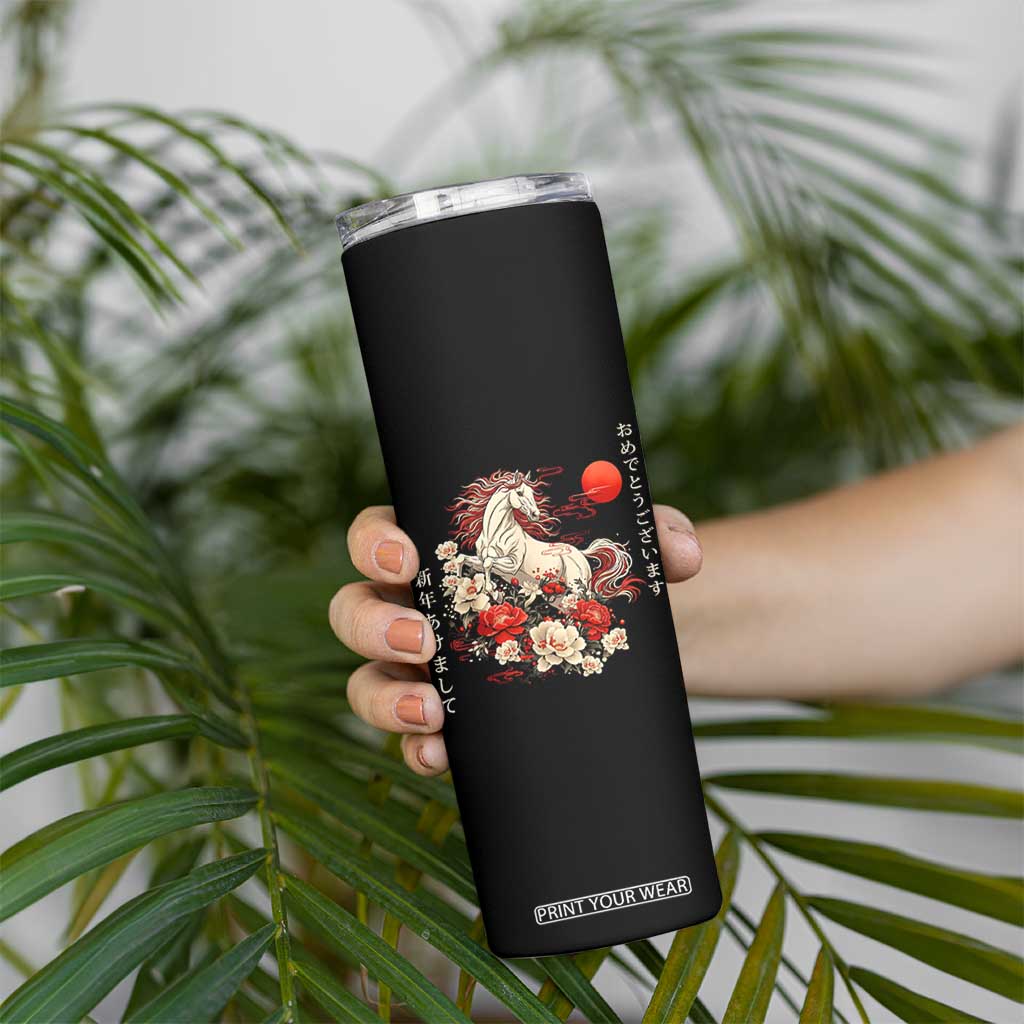 Japanese New Year 2026 Skinny Tumbler Year Of The Horse Botan Flower TS11 Print Your Wear