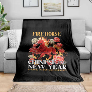 Year of The Fire Horse 2026 Throw Blanket Chinese New Year Peony Flower TS11 Print Your Wear