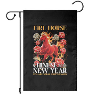 Year of The Fire Horse 2026 Garden Flag Chinese New Year Peony Flower TS11 Black Print Your Wear