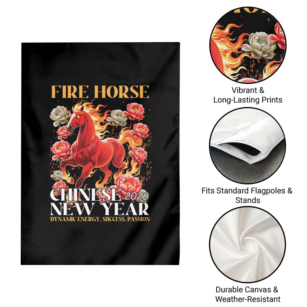 Year of The Fire Horse 2026 Garden Flag Chinese New Year Peony Flower TS11 Print Your Wear