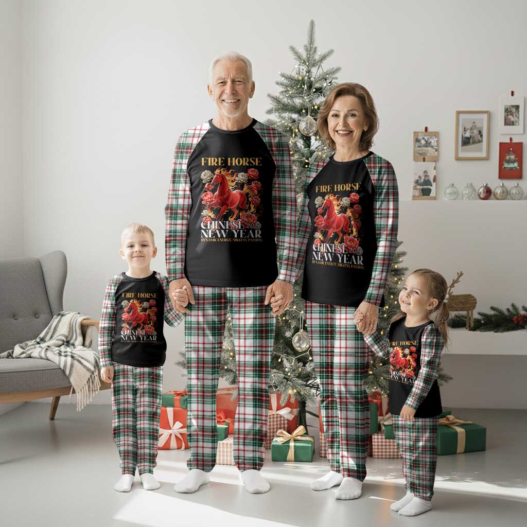 Year of The Fire Horse 2026 Plaid Pajama Set Chinese New Year Peony Flower TS11 Christmas Plaid Print Your Wear