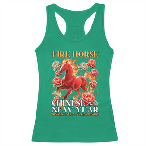 Year of The Fire Horse 2026 Racerback Tank Top Chinese New Year Peony Flower TS11 Irish Green Print Your Wear