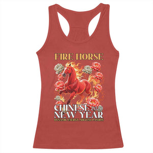 Year of The Fire Horse 2026 Racerback Tank Top Chinese New Year Peony Flower TS11 Red Print Your Wear