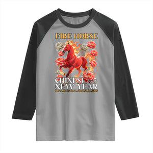 Year of The Fire Horse 2026 Raglan Shirt Chinese New Year Peony Flower TS11 Sport Gray Black Print Your Wear