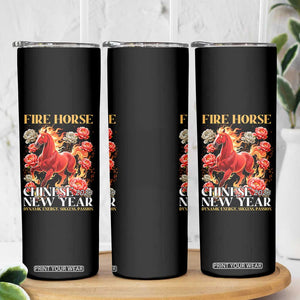 Year of The Fire Horse 2026 Skinny Tumbler Chinese New Year Peony Flower TS11 Print Your Wear