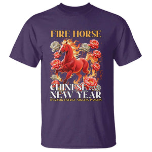 Year of The Fire Horse 2026 T Shirt Chinese New Year Peony Flower TS11 Purple Print Your Wear