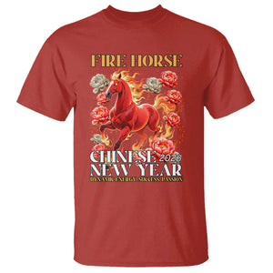 Year of The Fire Horse 2026 T Shirt Chinese New Year Peony Flower TS11 Red Print Your Wear