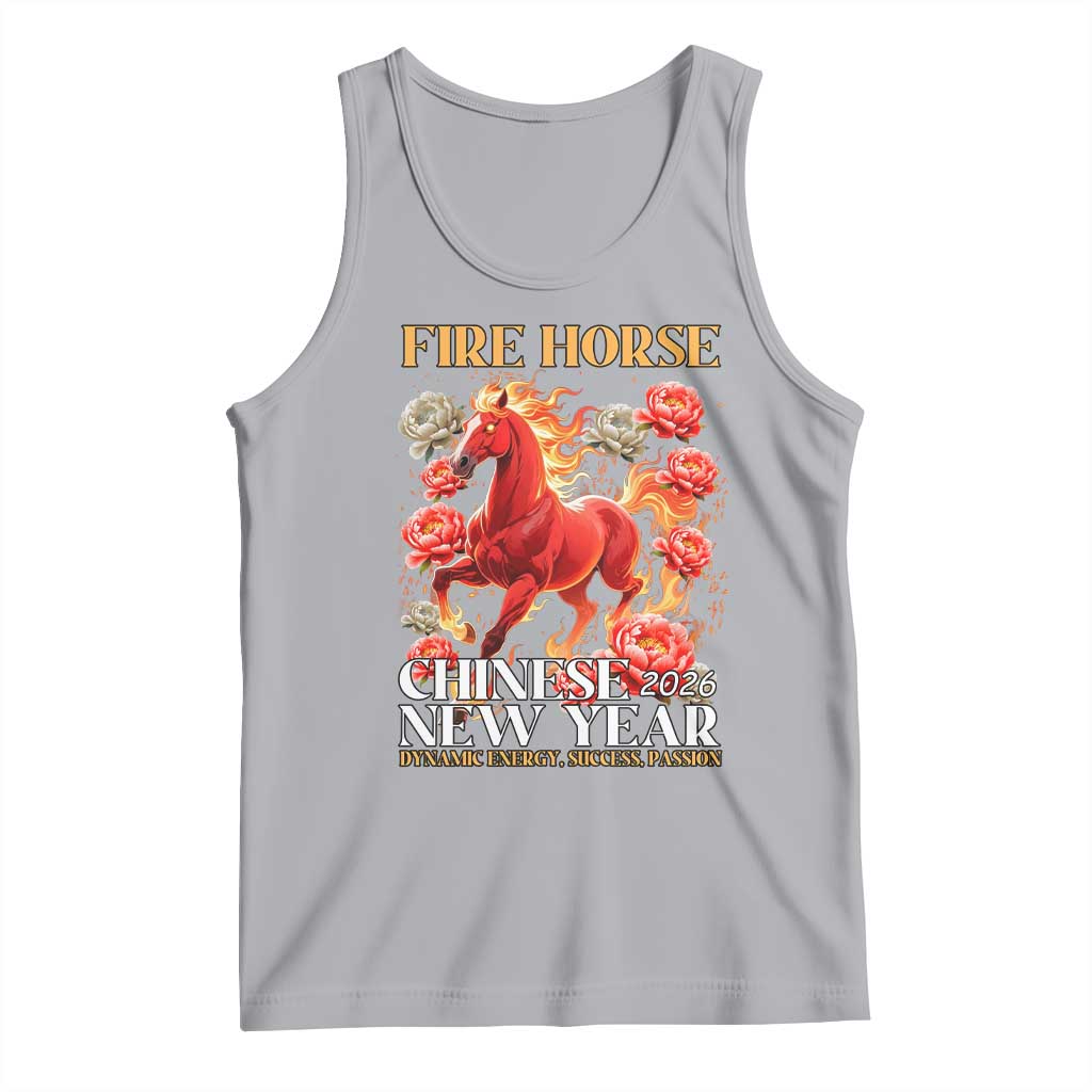 Year of The Fire Horse 2026 Tank Top Chinese New Year Peony Flower TS11 Athletic Heather Print Your Wear