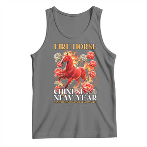 Year of The Fire Horse 2026 Tank Top Chinese New Year Peony Flower TS11 Black Heather Print Your Wear