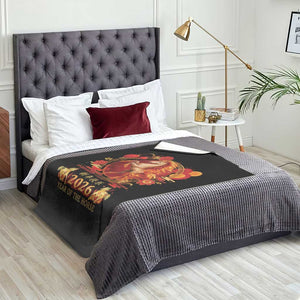 Year of The Fire Horse Throw Blanket Funny Chinese Zodiac Lunar New Year 2026 TS11 Print Your Wear