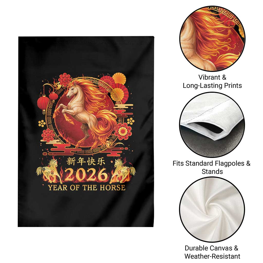 Year of The Fire Horse Garden Flag Funny Chinese Zodiac Lunar New Year 2026 TS11 Print Your Wear